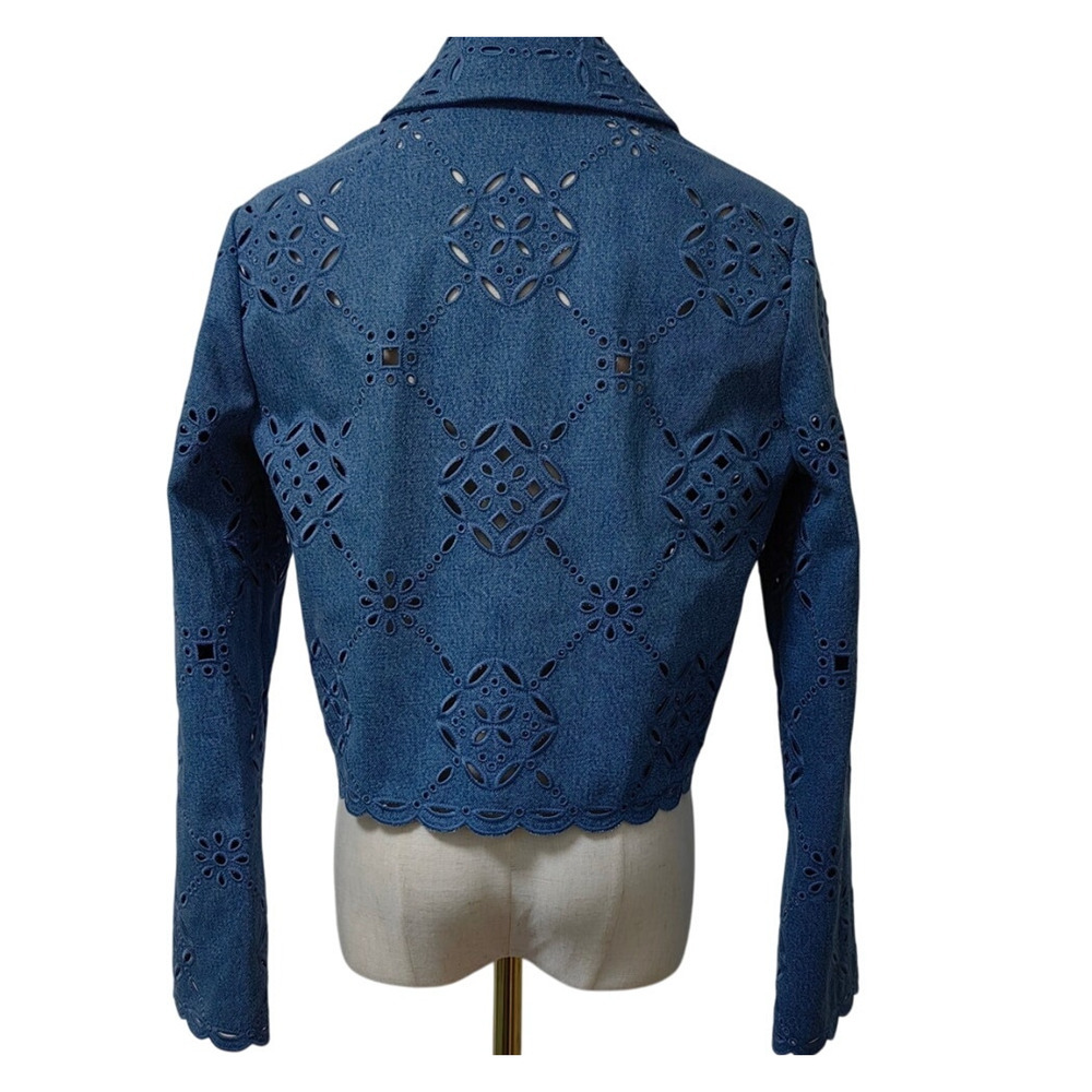 Veronica Beard Adelaide Eyelet Jacket Sea Glare Blue US 10 - Picture 9 of 13